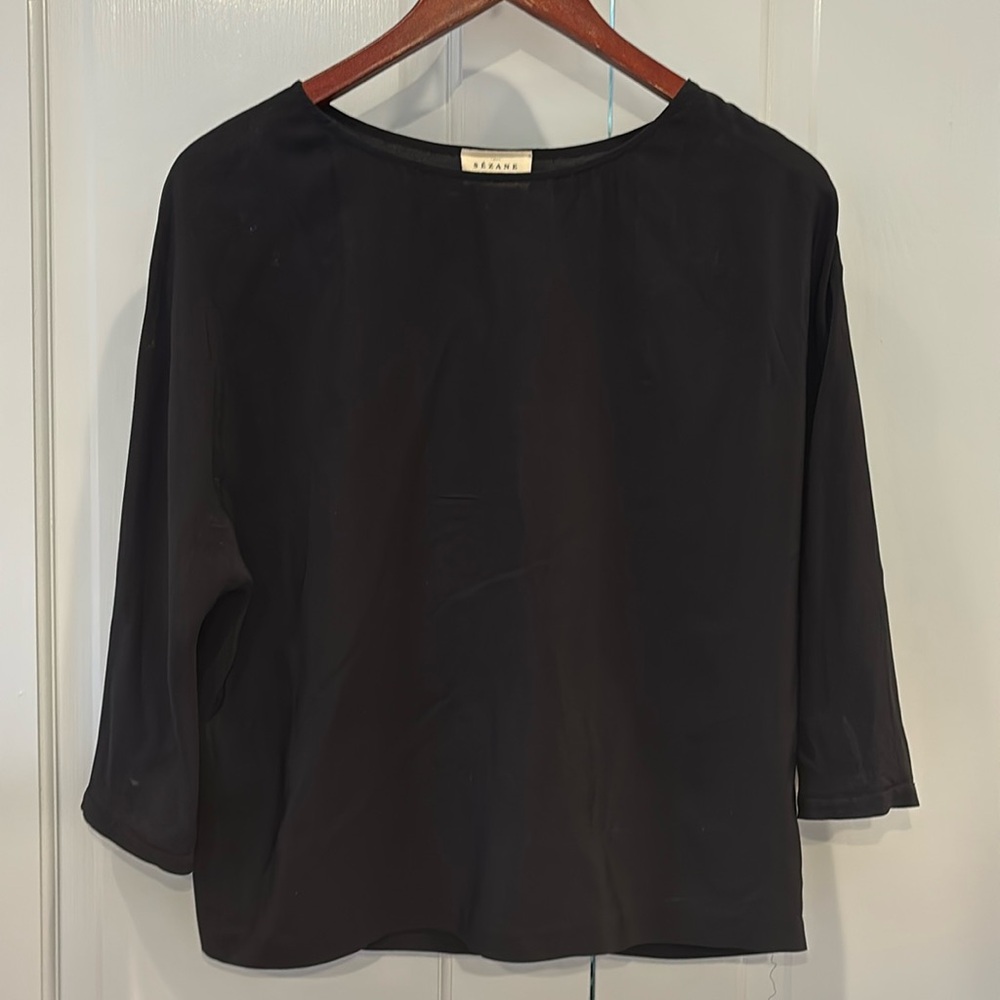 Sezane Black Silk Blouse / Size 34 (Small)